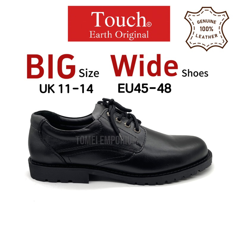 TOUCH Men Formal Shoes Genuine Leather Wide Shoes Laces Black 910 Size 12 14 Shopee Malaysia