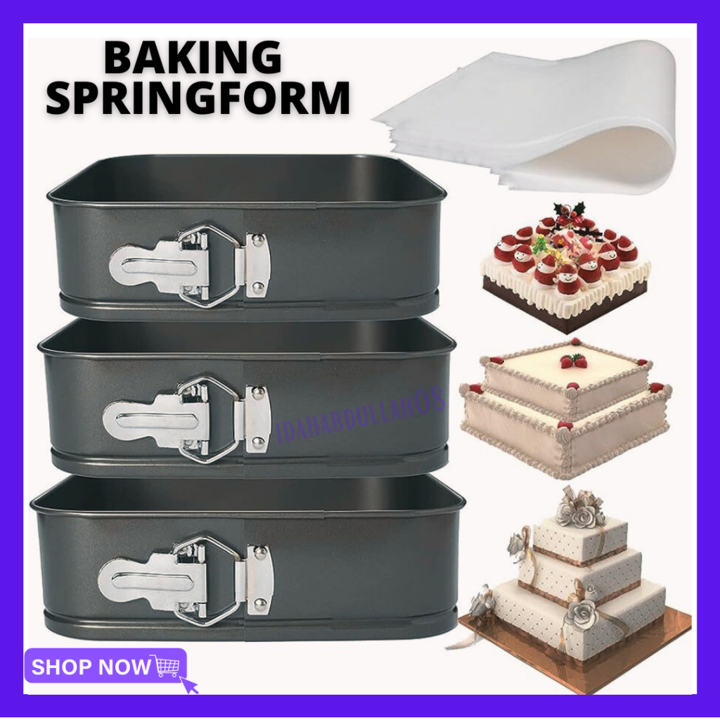 Springform Pan Baking Square Mould 3pcs Non-Stick Cake Tin Tray Set Kit ...