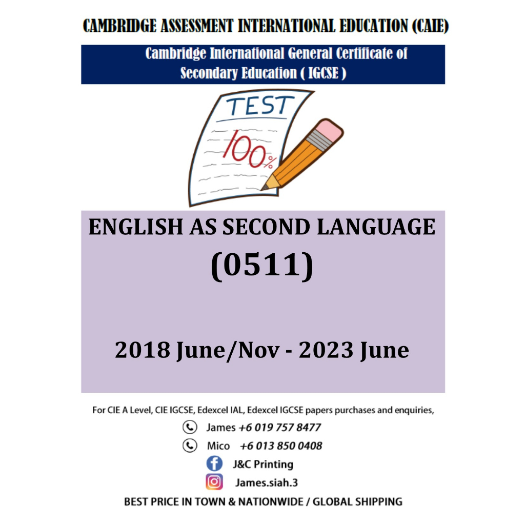 Cambridge Igcse Past Year Papers English Second Language 0511(P 1,2,3,4 ...