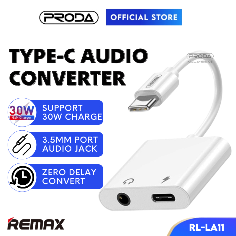REMAX Adapter Type C To Audio Jack Adapter 3.5mm Audio Jack To Type C Audio Splitter Fast