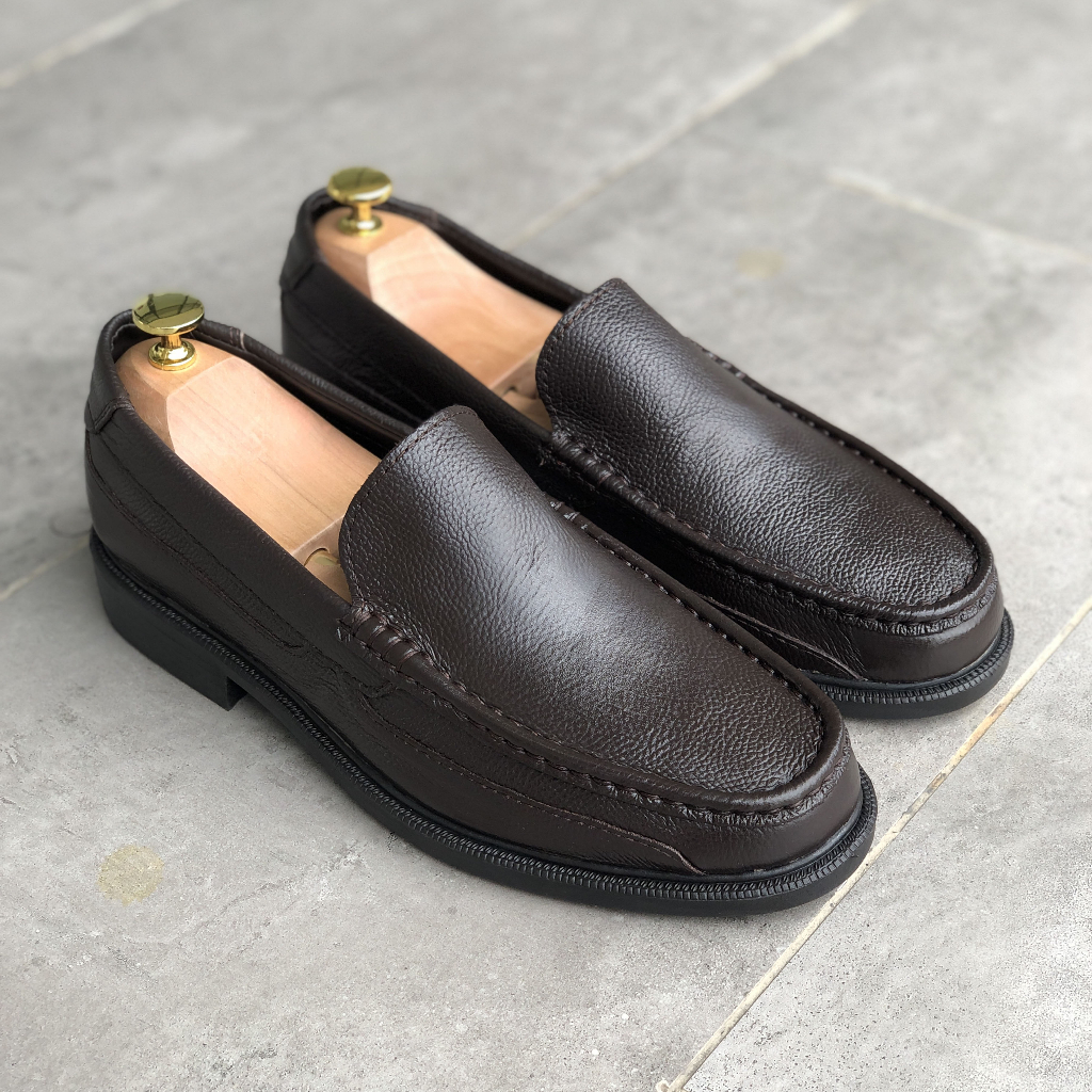 Lanbaharin Moccasin Dark Brown Leather Shoe | Shopee Malaysia