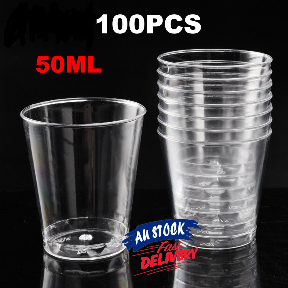 100-700 PCS 50ml Disposable Glass Clear Cawan Plastik Plastic shot Cup ...