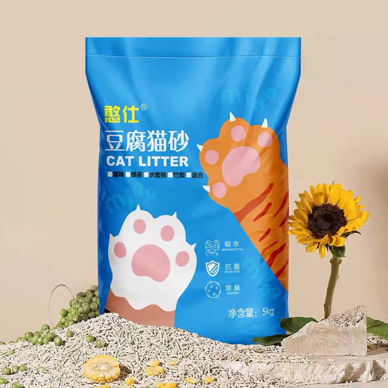 Premium tofu cat litter 5kg/pack , super claim cat litter, tofu cat