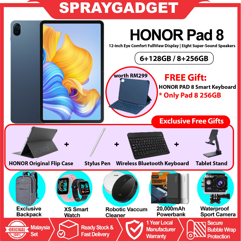 HONOR Pad 8 Wifi / HONOR Pad X8 LTE (6+128GB l 4+64GB) -1 Year HONOR  Malaysia Warranty