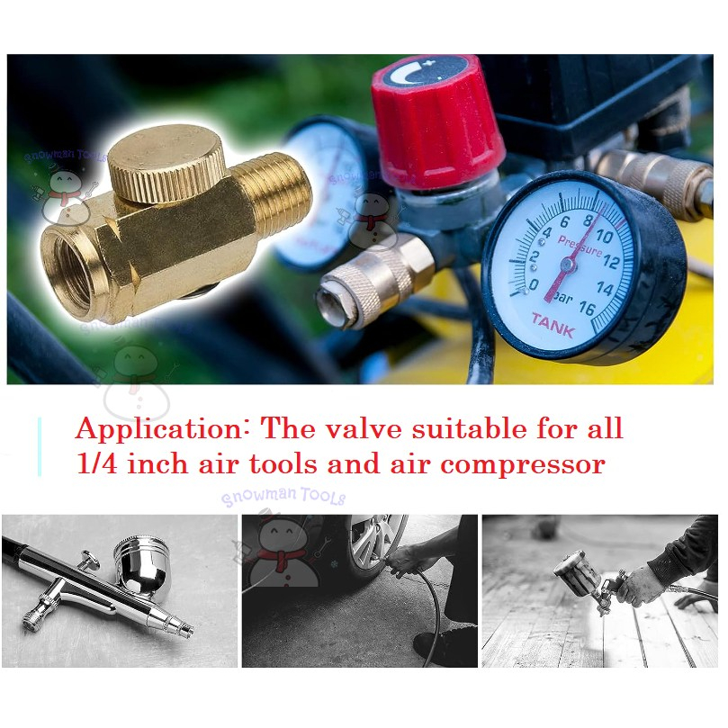 1/4'' NPT Air Regulator Valve Brass Connector Pneumatic Tool Flow ...