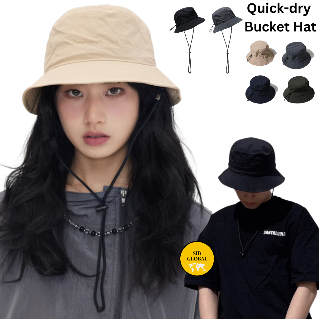Bucket Hat Camping Hat Fisherman Hat Quick Dry Fishing Hat Topi Lelaki  Forest Jungle Cap Hat Hiking Cap Men Women Puro Black