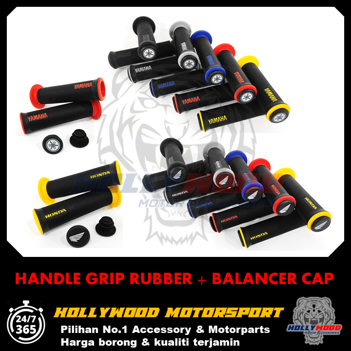 HANDLE GRIP RUBBER WITH BALANCER END CAP HONDA YAMAHA LC135 Y15 Y16 ...