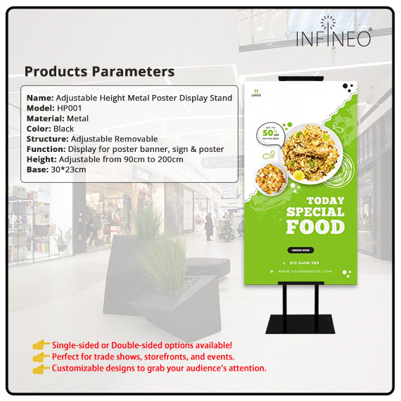 Adjustable Height Metal Poster Stand Foamboard Poster Display Stand ...