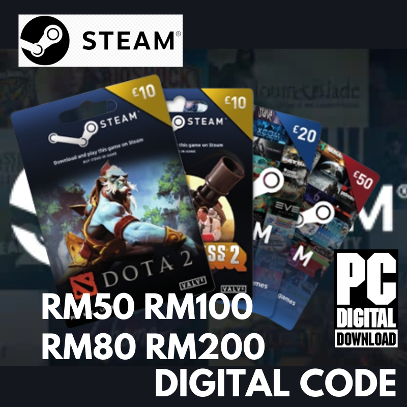 [24/7 Self Claim] Steam Wallet MYR RM50 RM80 RM100 Digital Prepaid Code ...