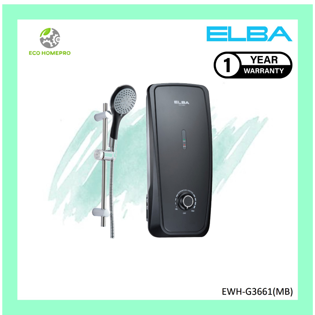 ELBA Instant Water Heater NonPump Attivo Series Basic Stream EWHG3661(Matt BK) Shopee Malaysia