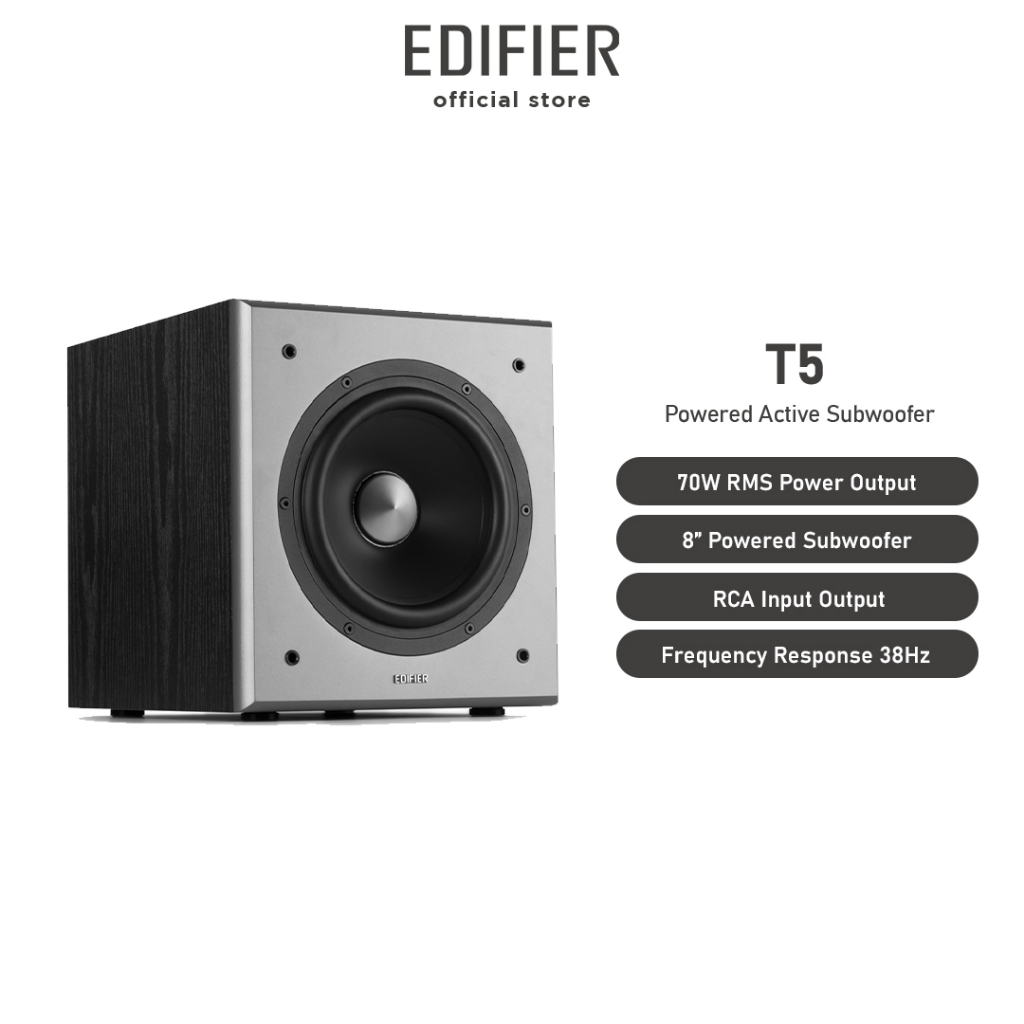 Edifier T5 Active Subwoofer 8" Woofer Driver 70W RMS Wooden