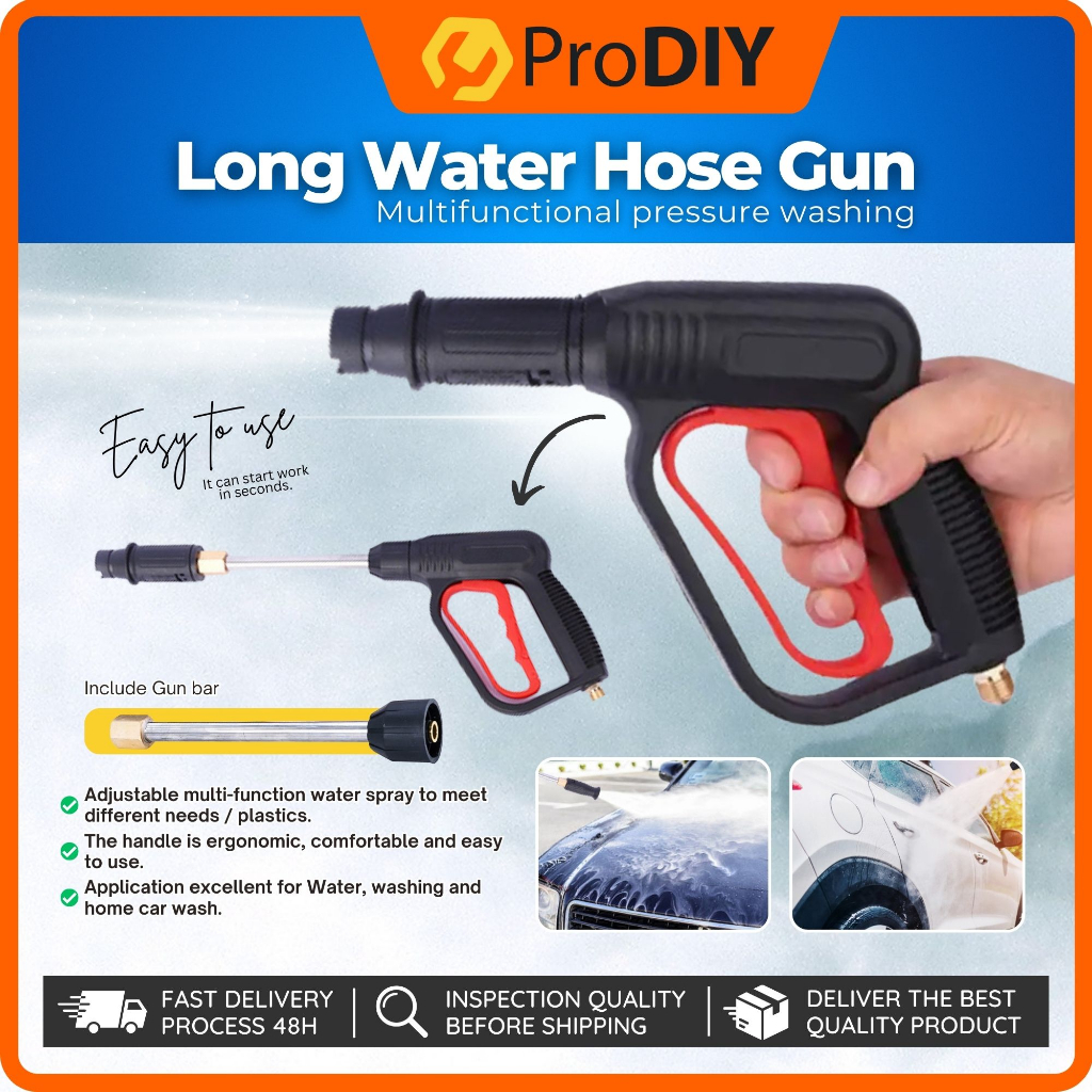 Long Water Hose Gun Water Spray Gun Pressure Washing Portable Adaptor