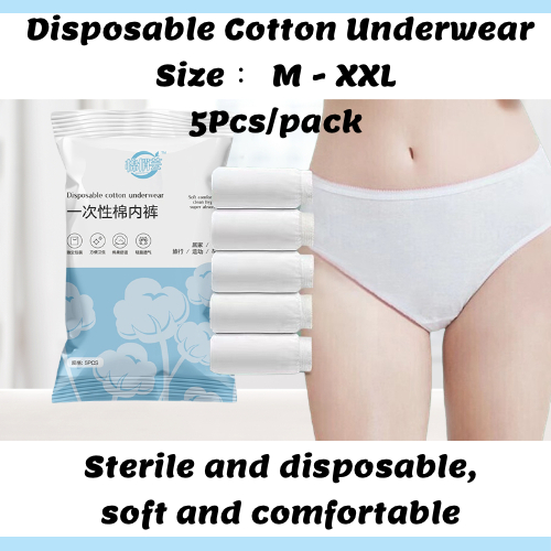 Ready Stock】100% Cotton Disposable Underwear Women Maternity Disposable  Panties Seluar Dalam Perempuan Pakai Buang 5pcs