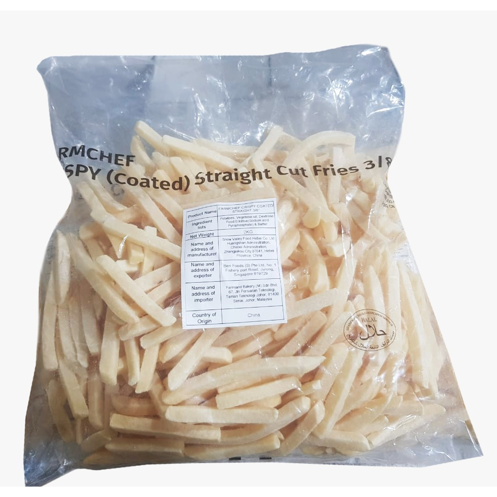 Farm Chef French Fries Straight Cut 2KG/PKT (Delivery in Klang Valley Only; Above RM300 fee