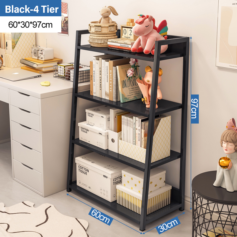 3/4/5 Tier Multipurpose Shelf with Door Cabinet Shelves Rak Besi Book ...