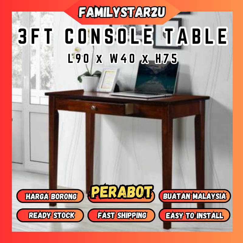familystar2u 3ft Console table 1 drawer 3 kaki meja console