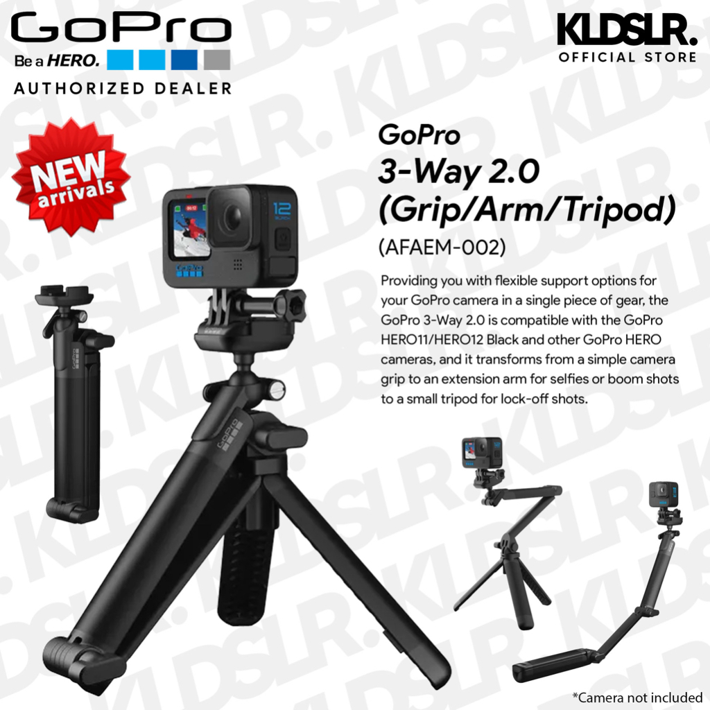 GoPro 3-Way Pole 2.0 (Foldable Monopod + Tripod / Camera Grip / Arm ...