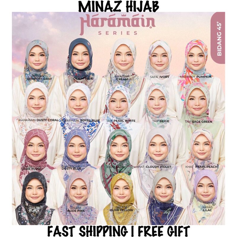 BIDANG 45‼️ Tudung Bawal Minaz Hijab Printed Haramain Series 2023 ...