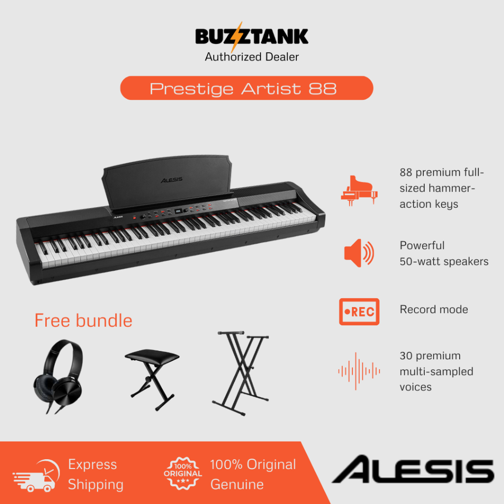Alesis Prestige Artist Digital Piano Bundle with Stand, Bench