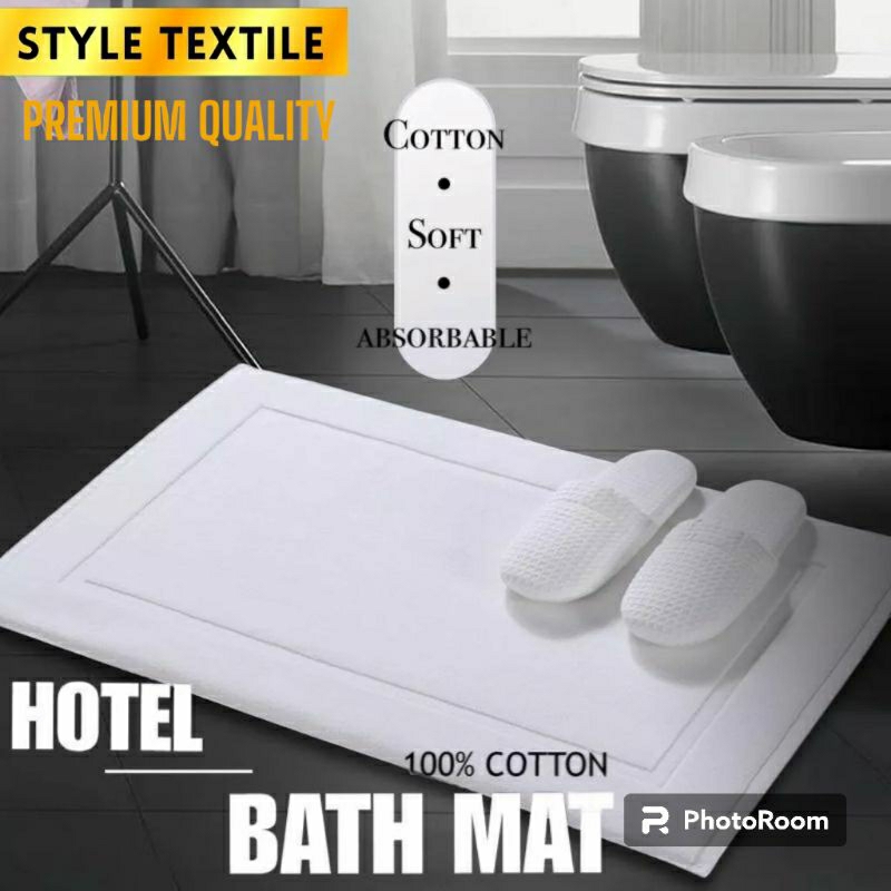 [𝐔𝐓𝐎𝐏𝐈𝐀 𝐁𝐀𝐓𝐇 𝐌𝐀𝐓] Premium Quality Hotel /SPA White Bath Mats 55x90cm 450grams 100 Pure Cotton