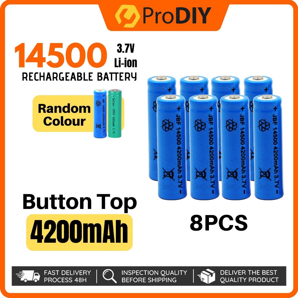 8PCS 3.7V AA RECHARGEABLE LI-ION BATTERY 14500 4200mAh LITHIUM