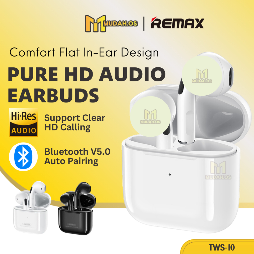 REMAX TWS True Wireless Stereo Earbuds MDTWS10 Noise Cancelling Bass ...