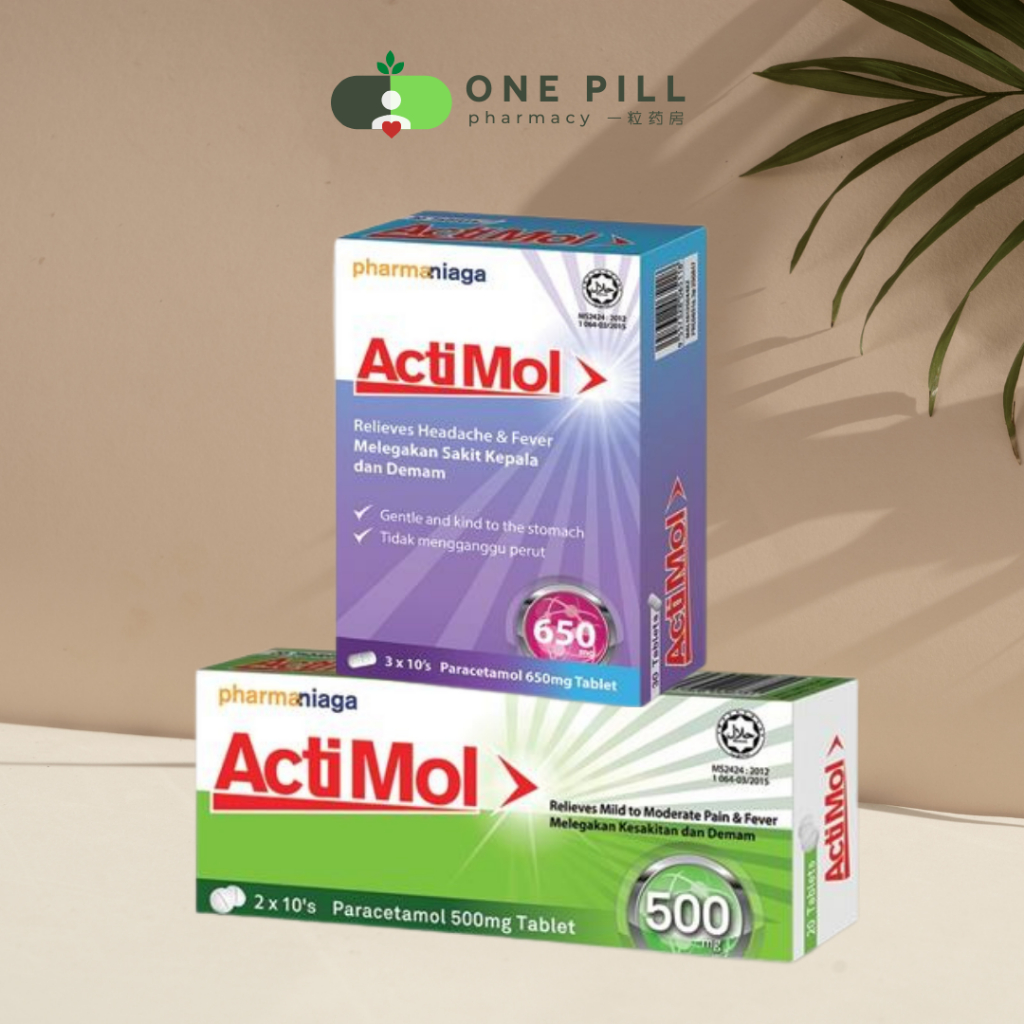 Pharmaniaga Actimol Paracetamol 500mg/ 650mg Tablet (10's) | Exp: 09/ ...