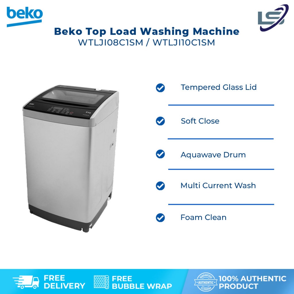 Beko 8KG / 10KG Top Load Washing Machine WTLJI08C1SM/WTLJI10C1SM 10
