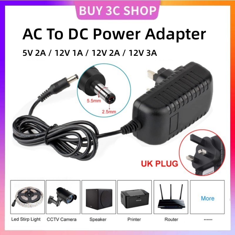 AC To DC Adapter (5.5mm*2.5mm) 5V 2A /12V 1A /12V 2A /12V 3A UK Plug