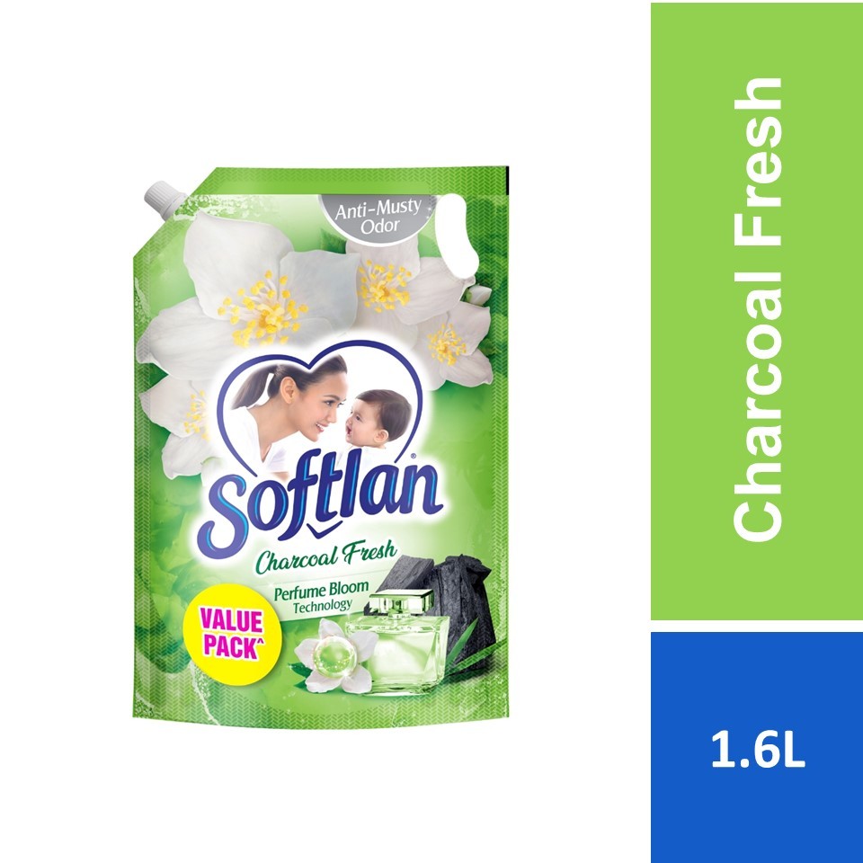Softlan Charcoal Fresh (Green) Fabric Softener 1.6L Refill Shopee Malaysia