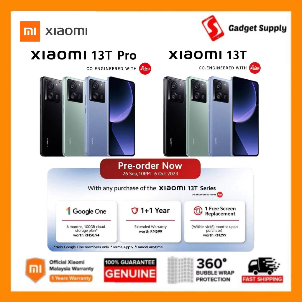 Malaysia set】Xiaomi 13T Pro 5G MediaTek Dimensity 9200+ / Xiaomi 13T  MediaTek Dimensity 8200-Ultra