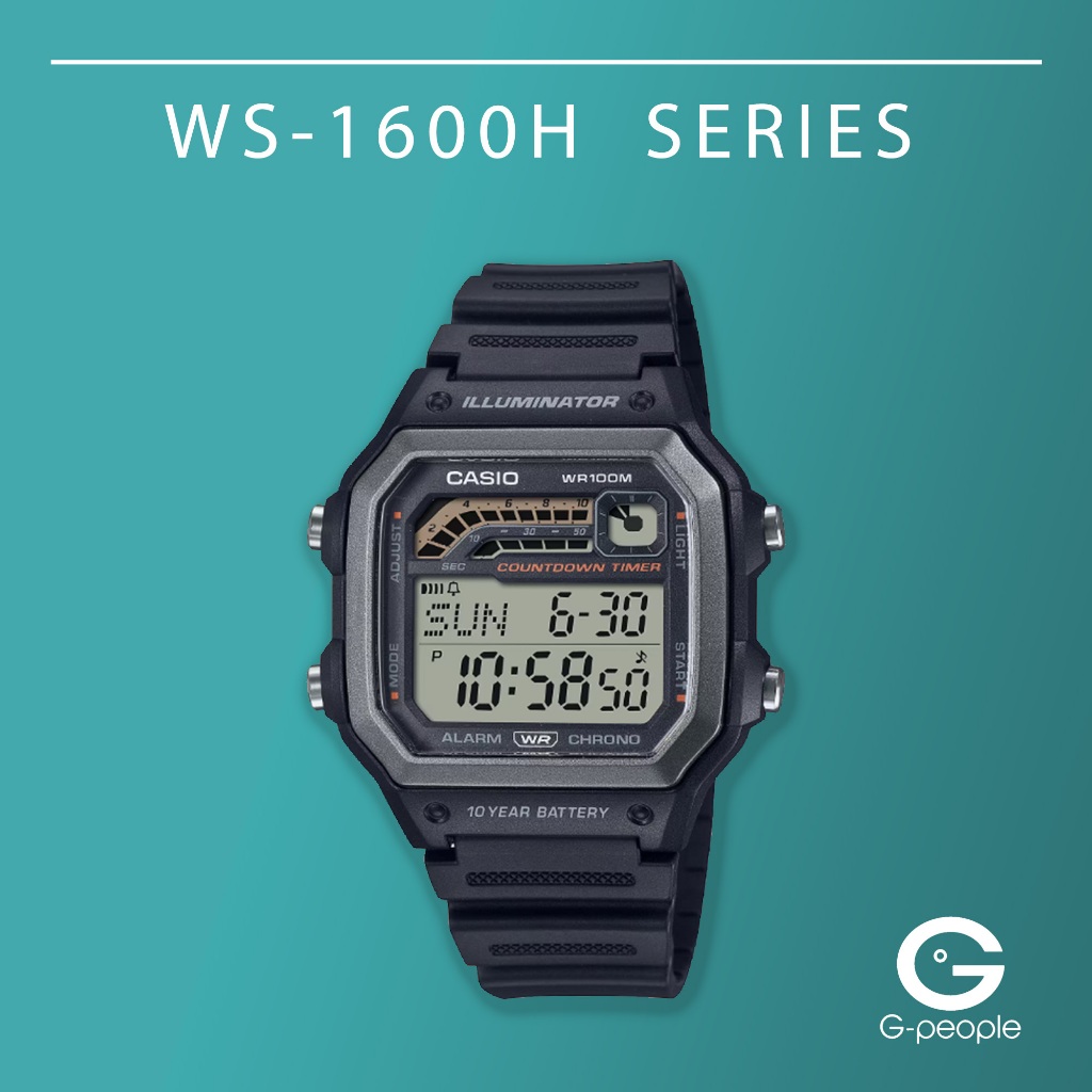 CASIO WS-1600H-1AV / WS-1600H-1A / WS-1600H DIGITAL WATCH 100% ORIGINAL ...