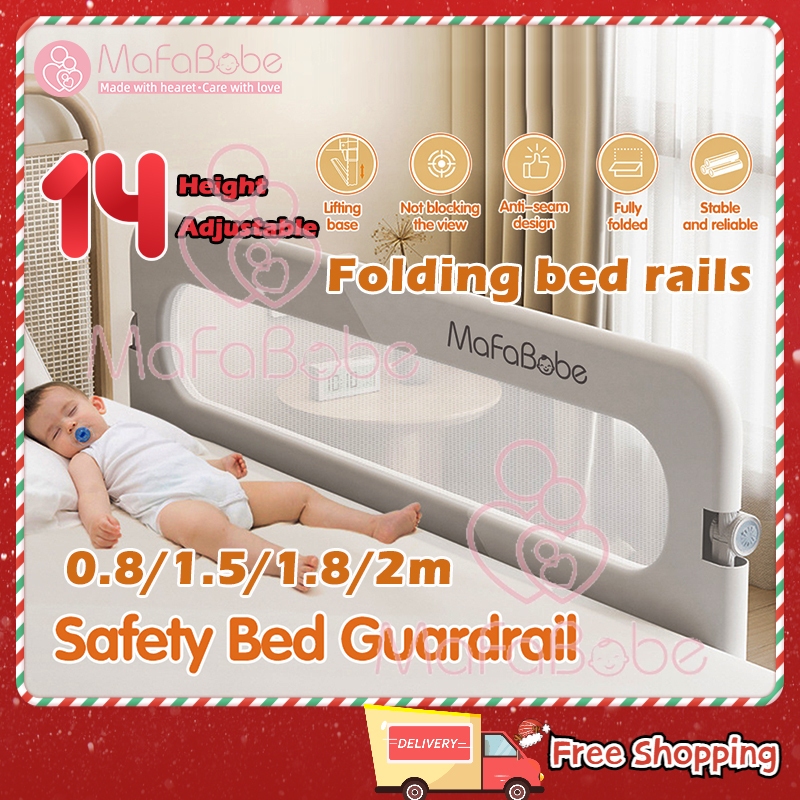 Mafababe Foldable Baby Bed Fence 14Gears Height Adjustable Travel