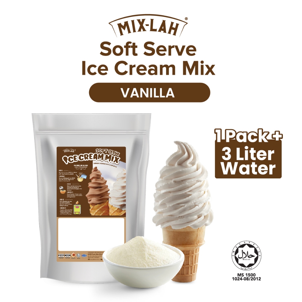 MIXLAH Vanilla Soft Serve Ice Cream Powder Mix Tepung Aiskrim Vanilla