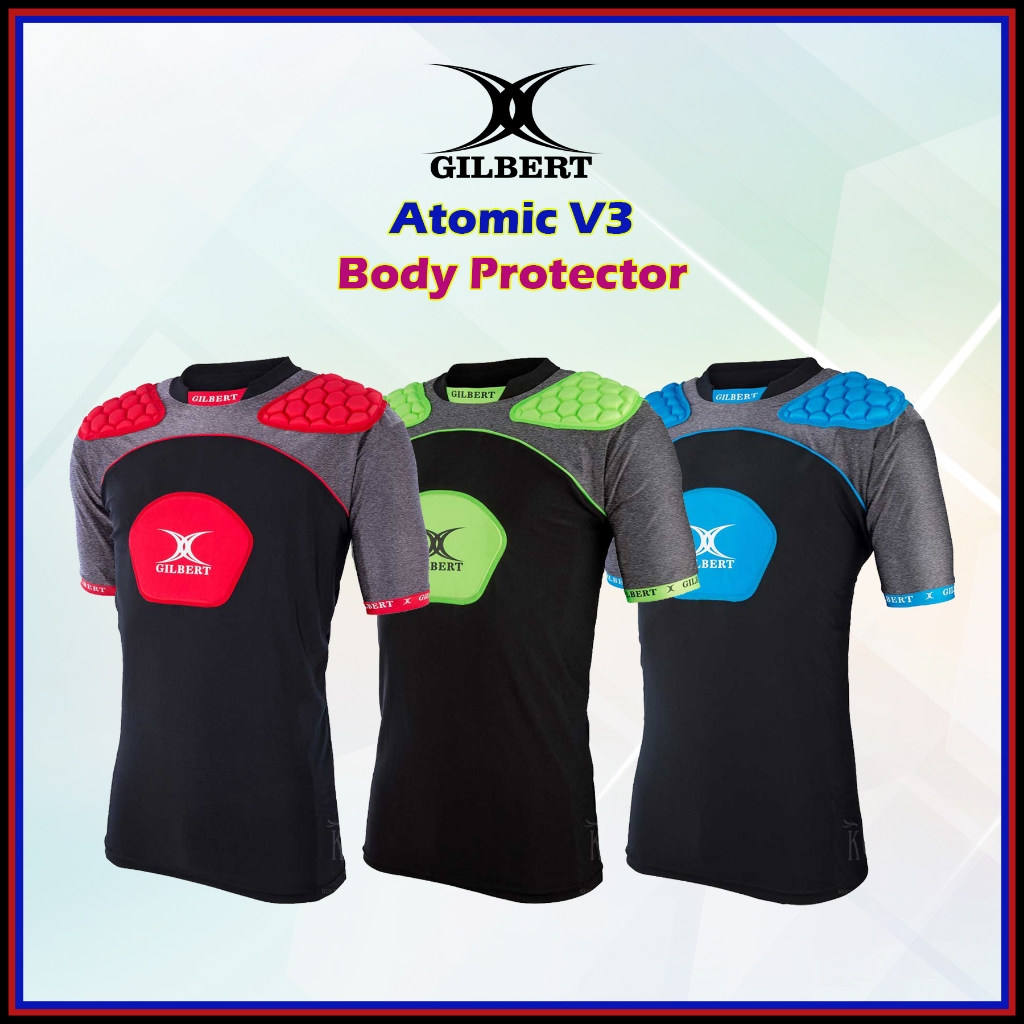 Gilbert Atomic V3 Rugby Body Protector Volt Green Blue Red | Shopee ...