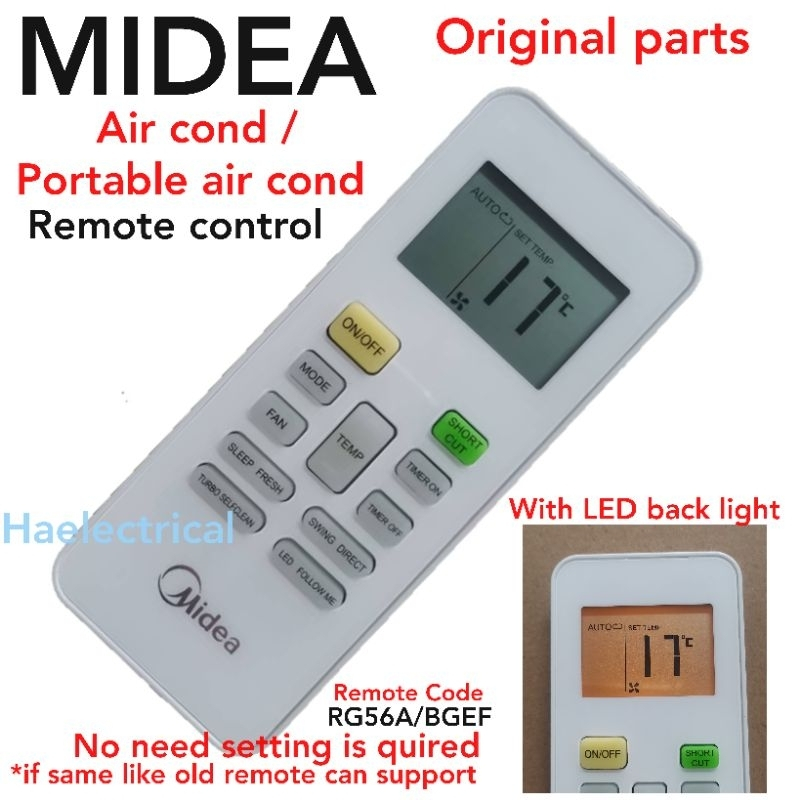 0RlGlNAL Midea RG52A/BGEF Air Cond / Portable Air Cond Remote Control ...
