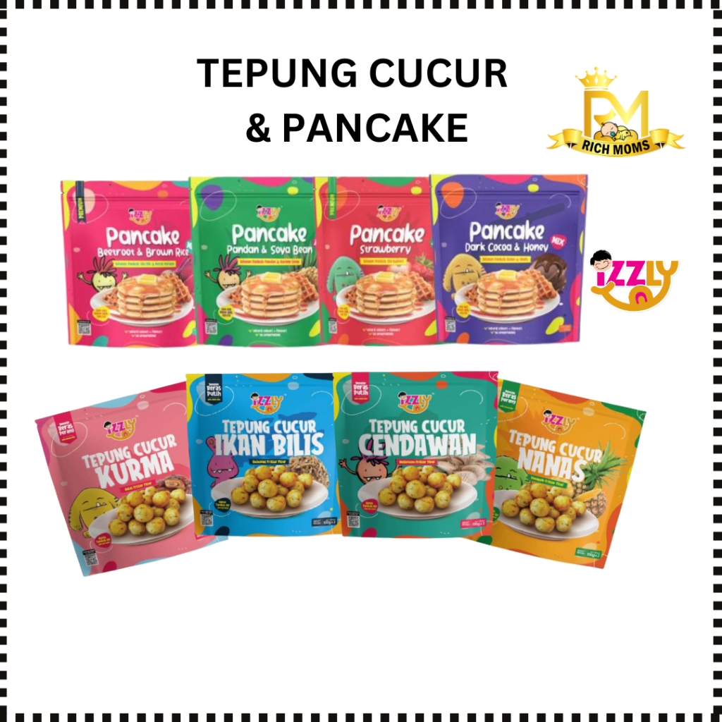 Izzly Baby Food Tepung Cucur Pancake Waffle Baby Bilis Cendawan Kurma