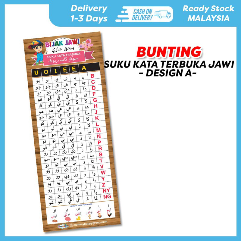 BUNTING JAWI TADIKA PRASEKOLAH SAIZ 2X5 KAKI, KALIS AIR & TAHAN LASAK ...