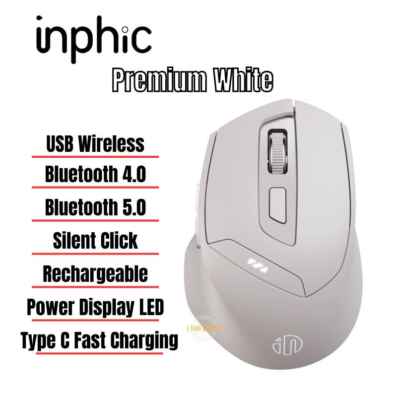 Itechgadgets Inphic Pm Pro Wireless Mouse Wireless Bluetooth Mouse Rechargeable Silent Click