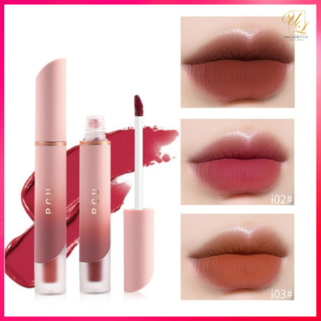 PCU Matte Lip Glaze Velvet Lip Mud Nude Matte Chocolate Lipstick Red ...