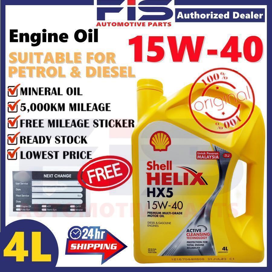 FIS Shell Engine Oil 15W40 Helix HX5 SN/CF 4Liter Proton Perodua Toyota ...