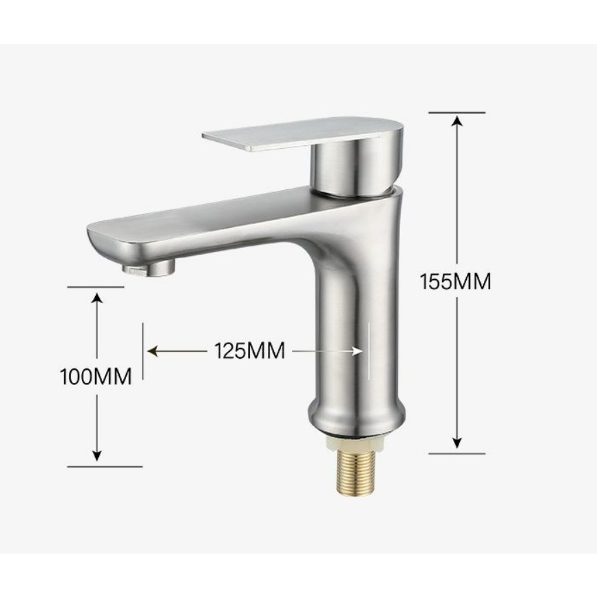 SUS304 Lever Type Heavy Duty Single Cold Tap Basin Tap Bathroom Tap ...