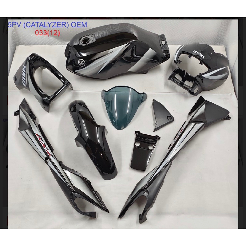 FREE STICKER 5in1 (100% OEM ) YAMAHA RXZ CATELYZER COVER SET OEM HITAM ...