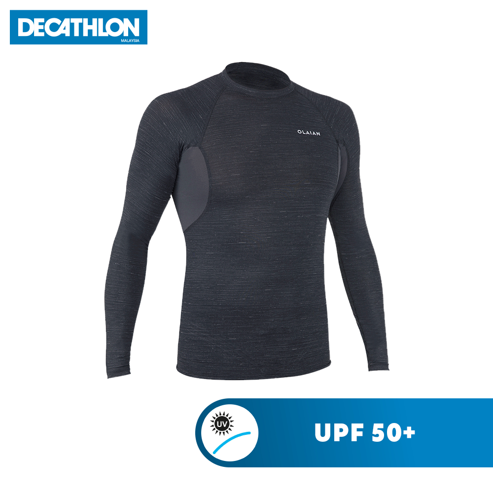 100 Men's Long Sleeve UV Protection Surfing Top T-Shirt - White - Decathlon