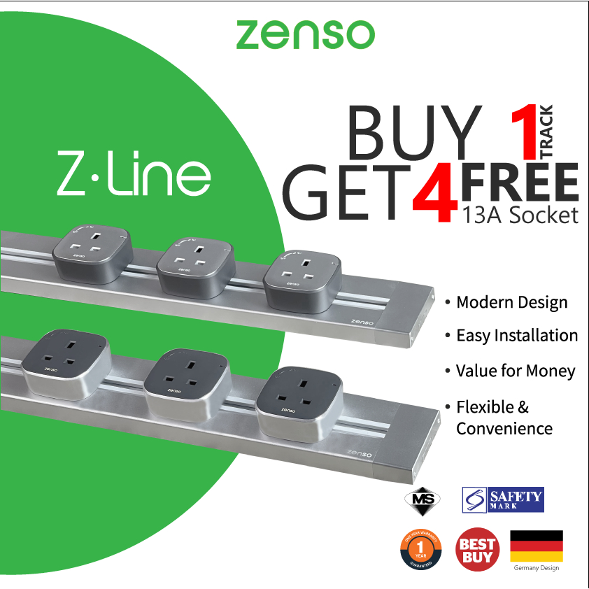ZENSO Z.Line Power Track SILVER (Surface) + FREE 4unit 13A Power