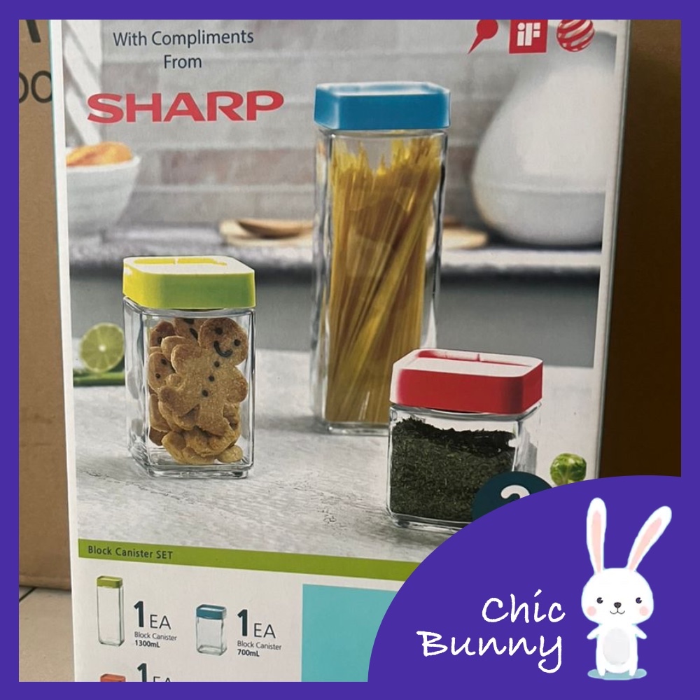 Glasslock Food Storage Block Canister Square 3 Containers Set with