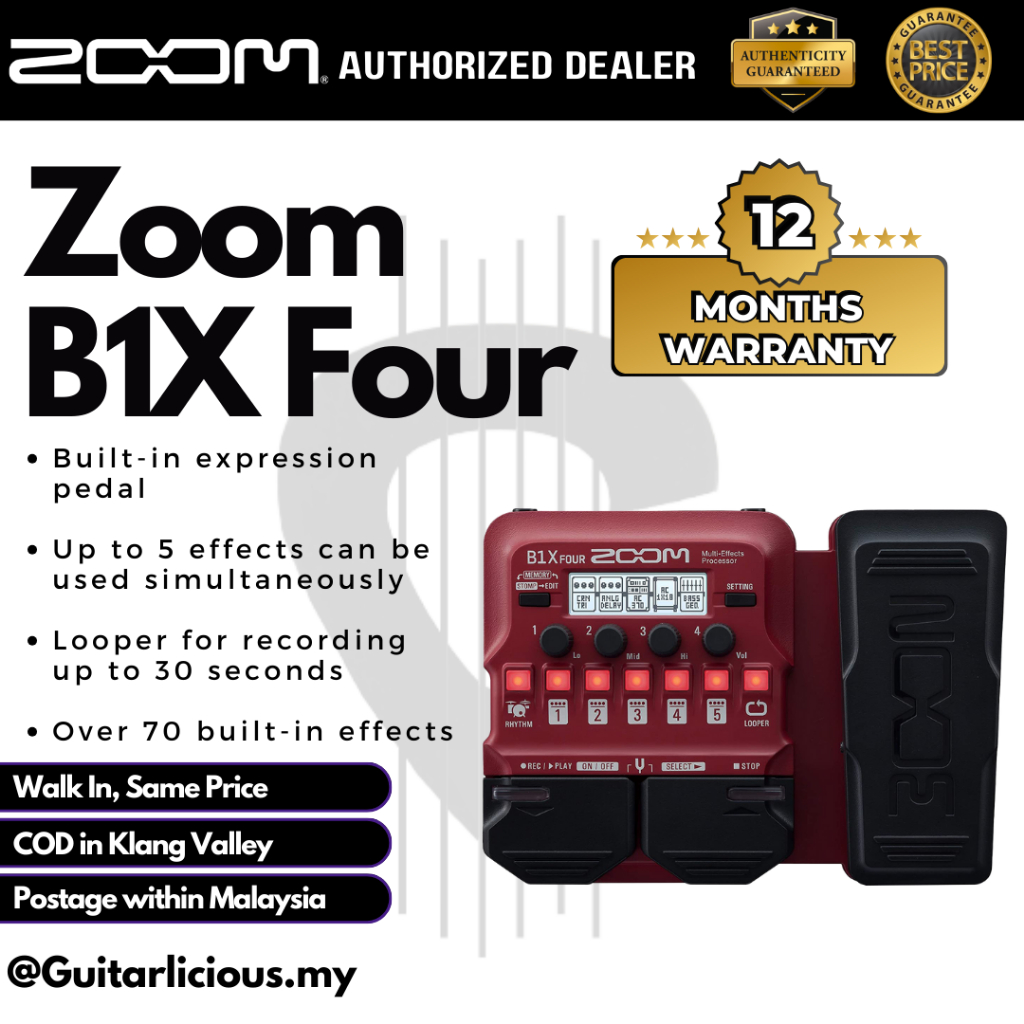 Zoom B1X FOUR Bass Multieffects Processor with Expression Pedal ( B1X4