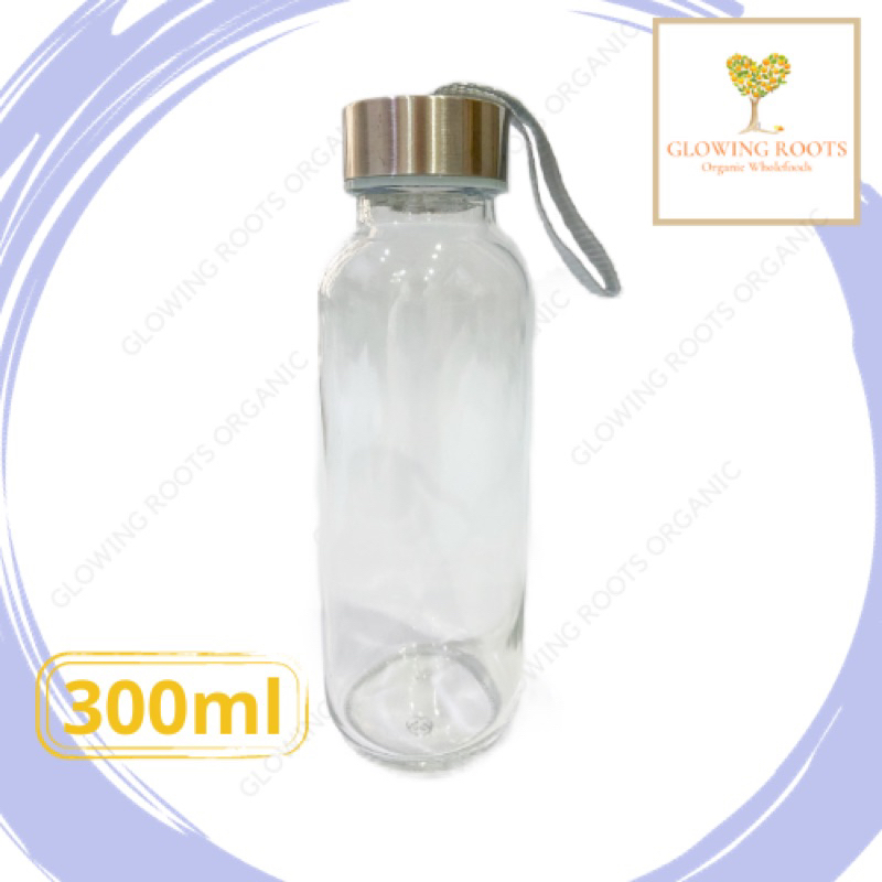 Travel Portable Glass Water Bottle with Strap Handle 300ml Botol Air