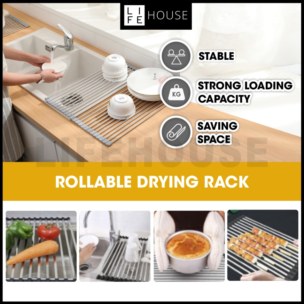 Large Size Roll-Up Foldable Roll Up Dish Drying Rack Dish Rack ...