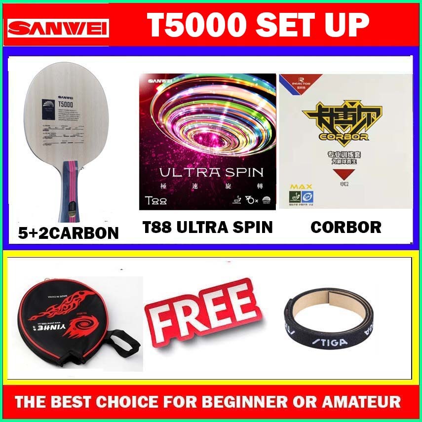 Sanwei Blade T5000 Composite Carbon Blade + Sanwei T88 Ultra Spin ...